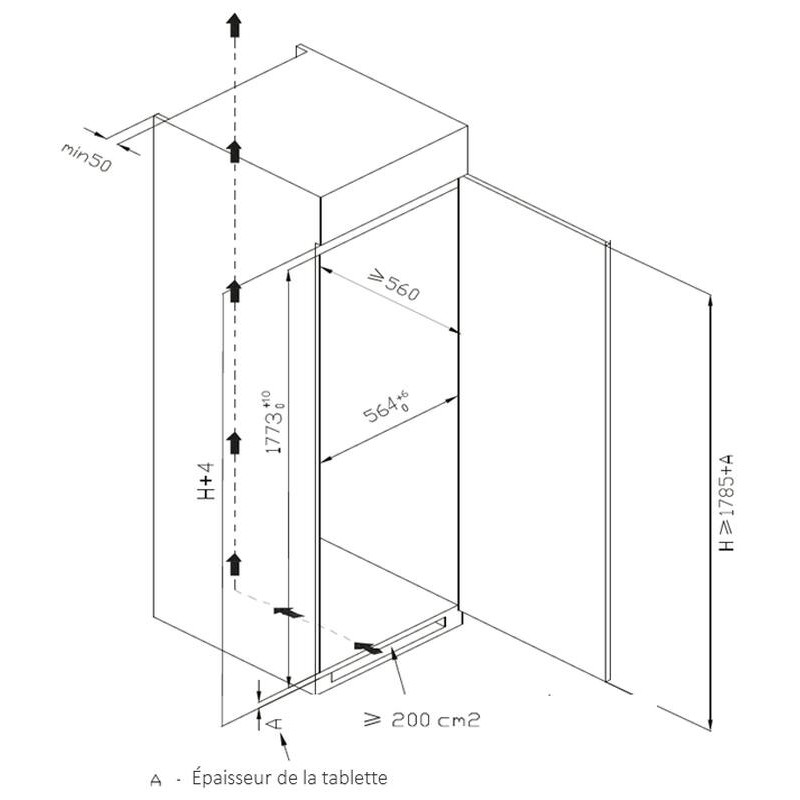 Congelatore Verticale da Incasso Bianco 212L - FrigeluX