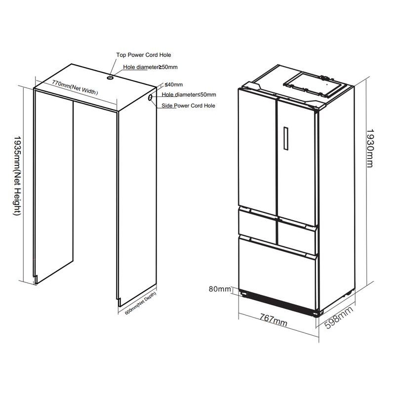 Frigorifero-Congelatore French Door Nero FRD190XBI 413L - FrigeluX